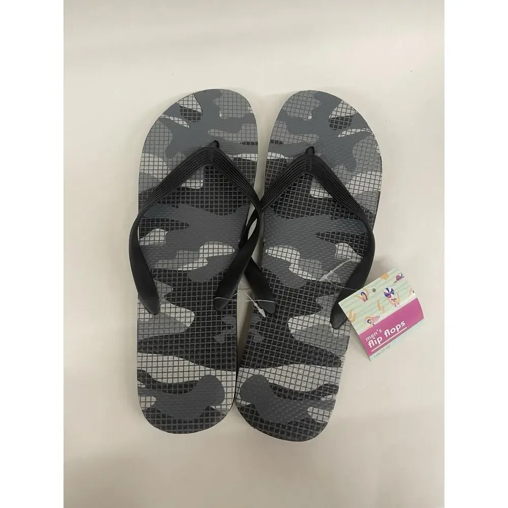 Men's Flip Flops Sandals Summer Sandal Size (10-11) Large Camouflage Gray
